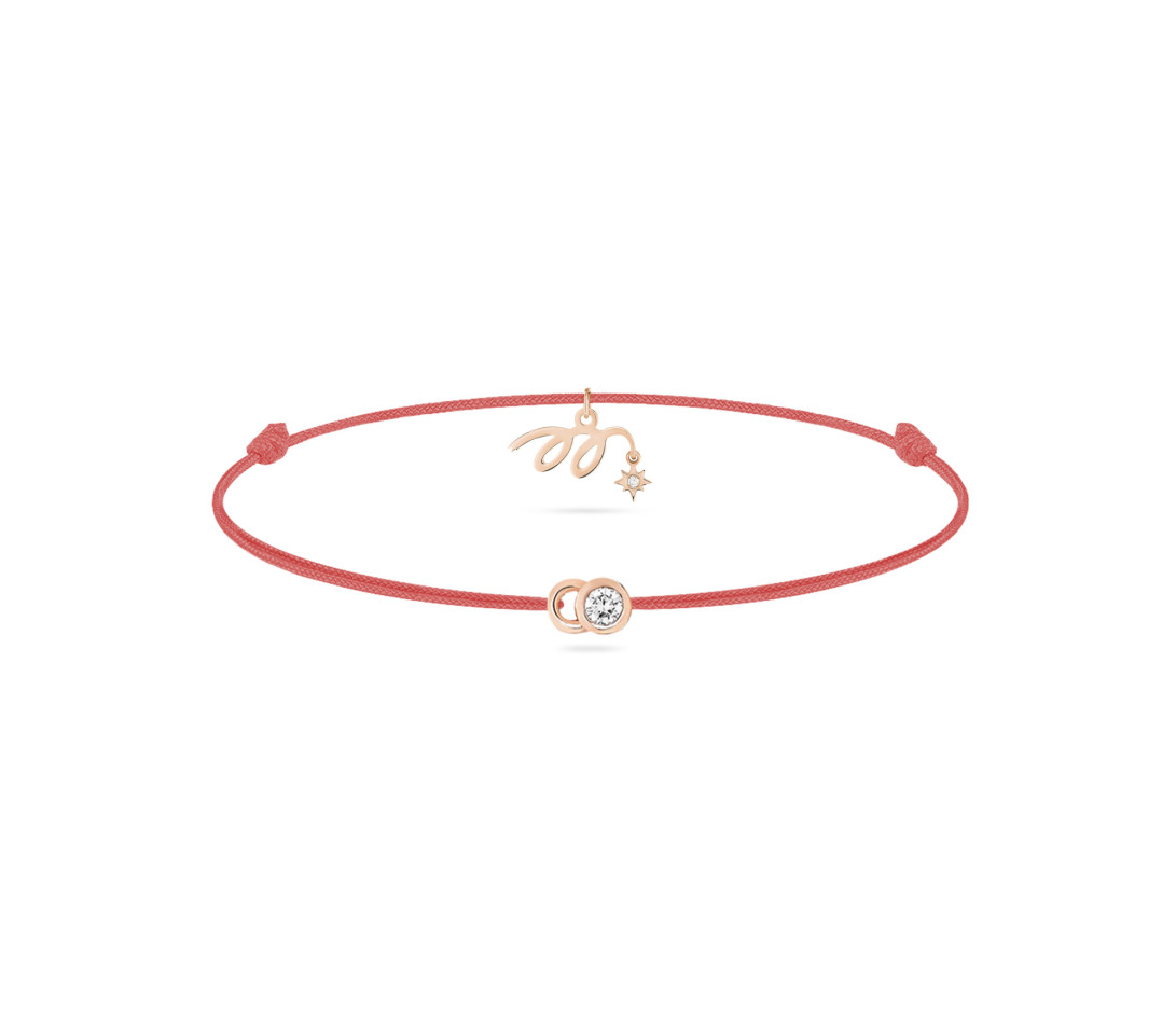 Bracelet cordon LET’S COMMIT MARZIA X COURBET « M » orange corail en or rose - packshot -Courbet