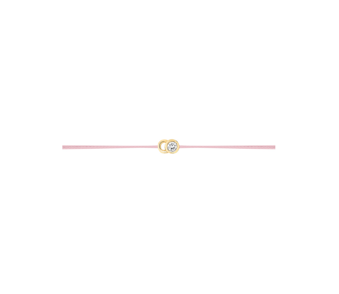 Bracelet cordon LET'S COMMIT rose ballerine en or jaune - Profil