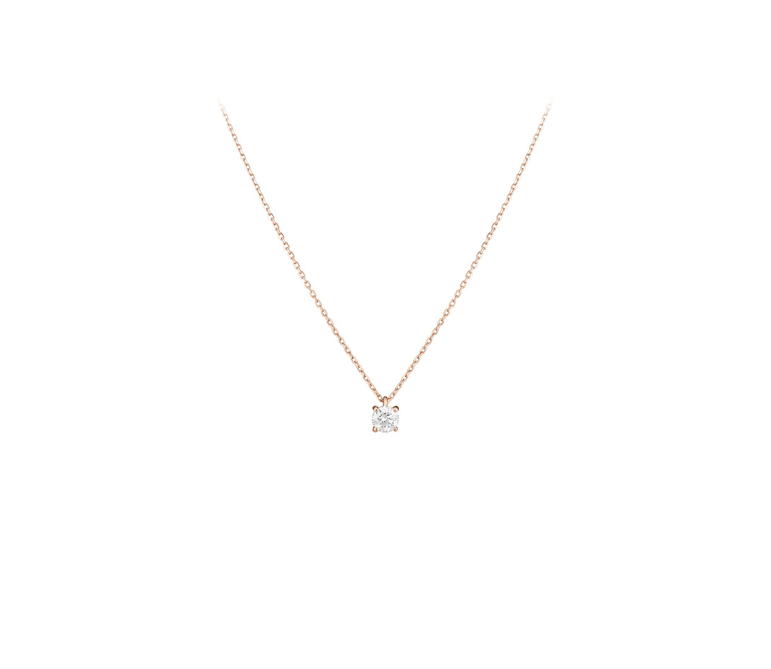 Collier quatre griffes - Or rose 18K (2,00 g), diamant 0,2 ct - Face