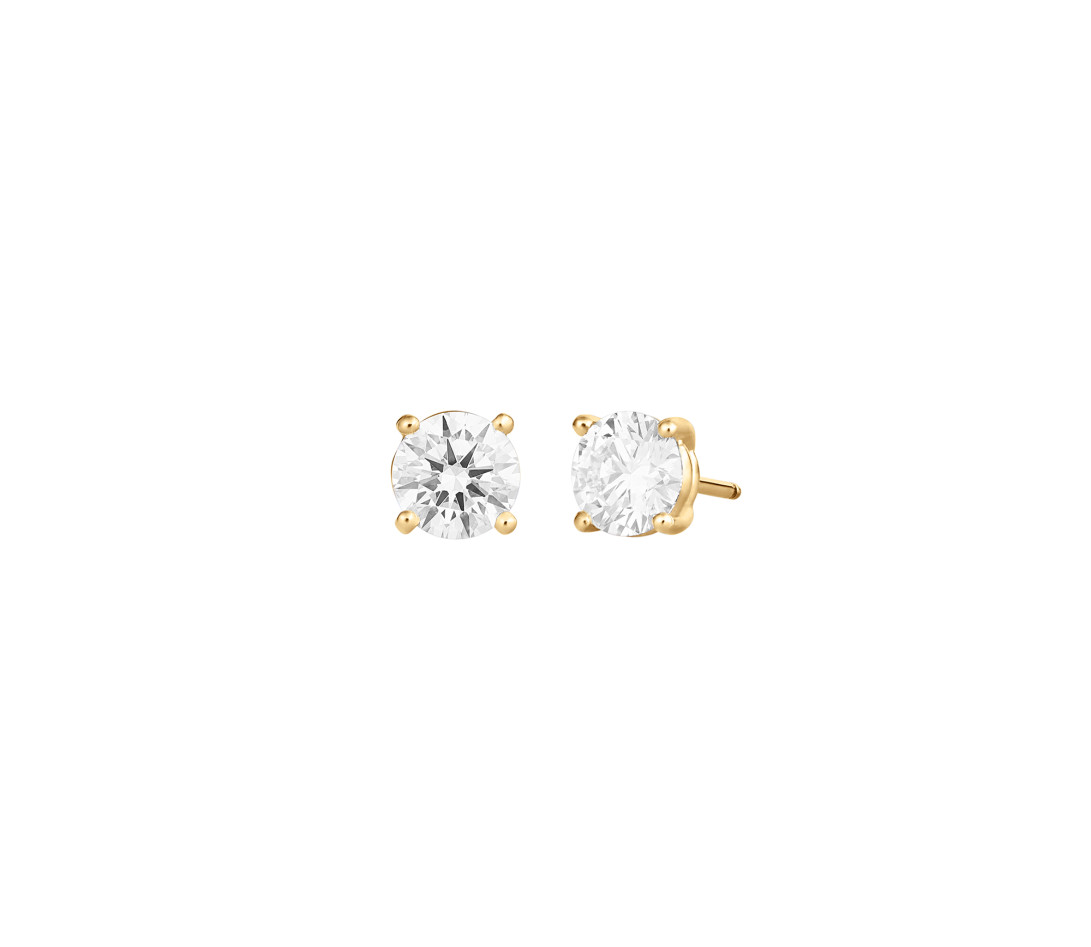 Puces d’oreilles quatre griffes - Or blanc 18K (2,00 g), diamant 2 cts