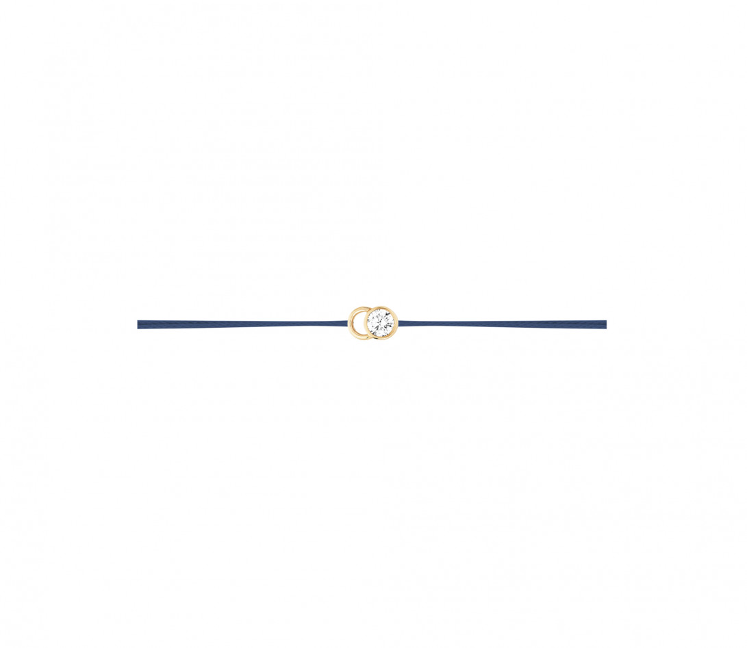 Bracelet cordon LET'S COMMIT bleu Courbet en or jaune - Profil