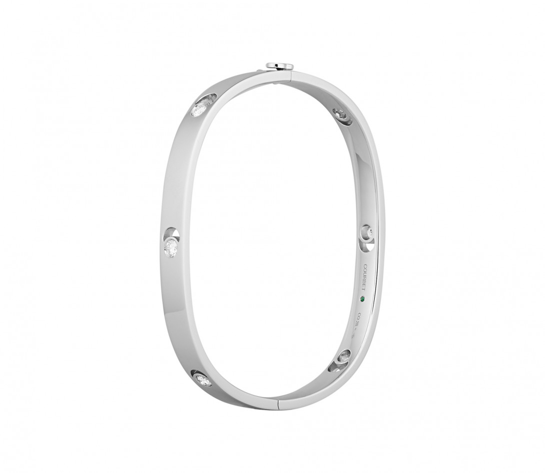 Jonc Eclipse grand modèle - Or blanc 18K (32,00 g), diamants 0,6 cts - Côté
