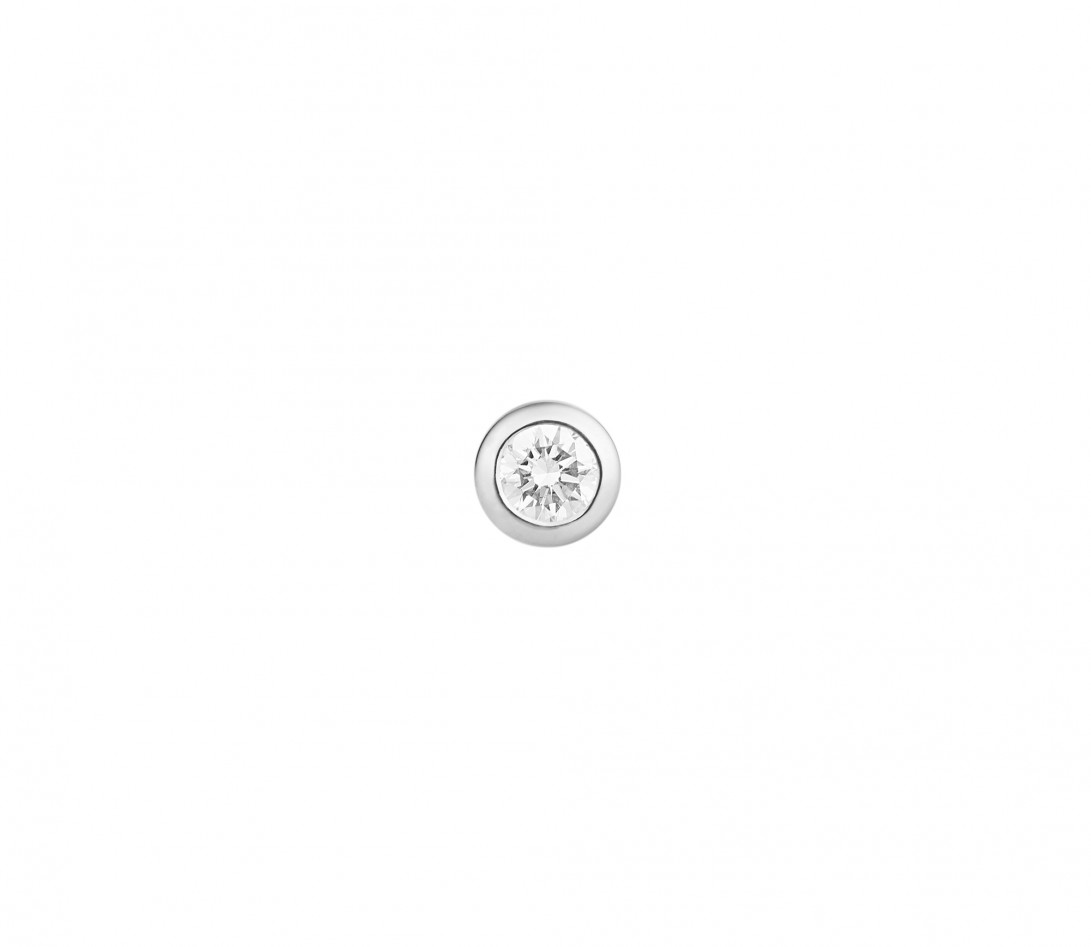Mono boucle d'oreille puce ORIGINE en or blanc 18K recyclé et diamant de synthèse 0,05ct - Vue 2