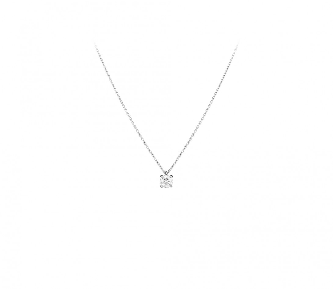 Collier quatre griffes - Or blanc 18K (3,60 g), diamant 0,4 ct - Vue 1