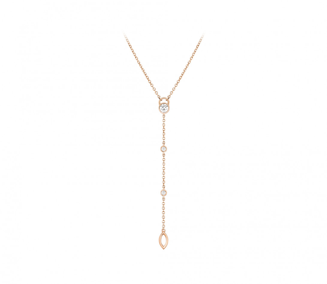 Collier Cravate CO - Or rose 18K, diamants synthétiques - Vue 1