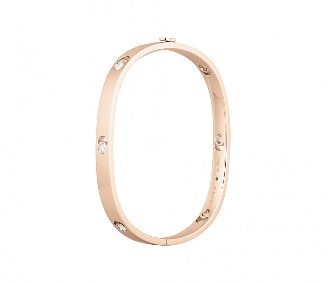 Jonc Eclipse grand modèle - Or rose 18K (32,00 g), diamants 0,6 cts - Côté