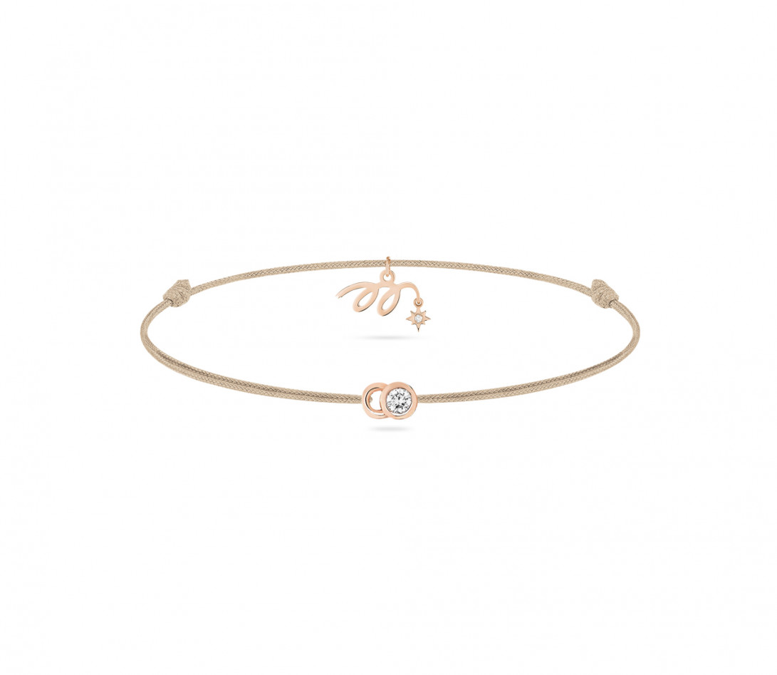 Bracelet cordon LET’S COMMIT MARZIA X COURBET « M » beige sable en or rose - packshot -Courbet