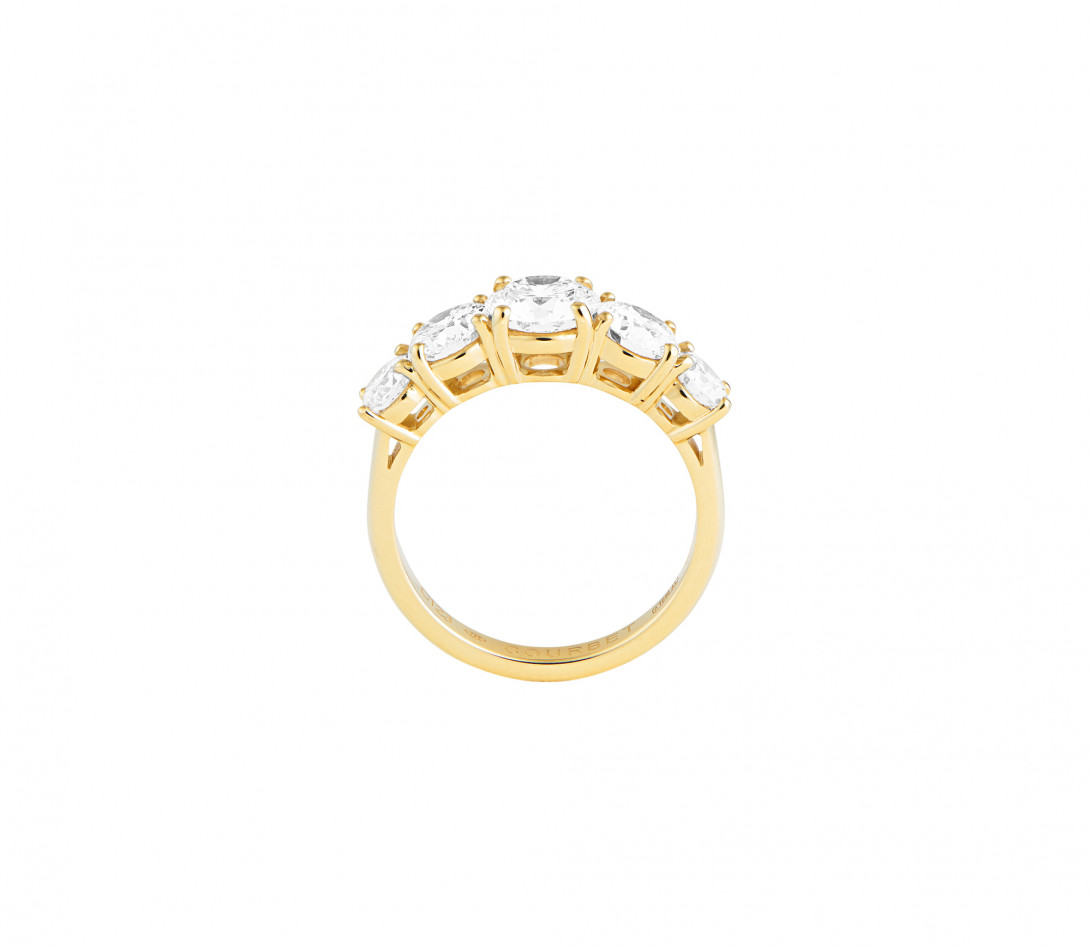 Bague solitaire Quintet - Or jaune 18K (5,00 g), 5 diamants 2,50 cts - Profil