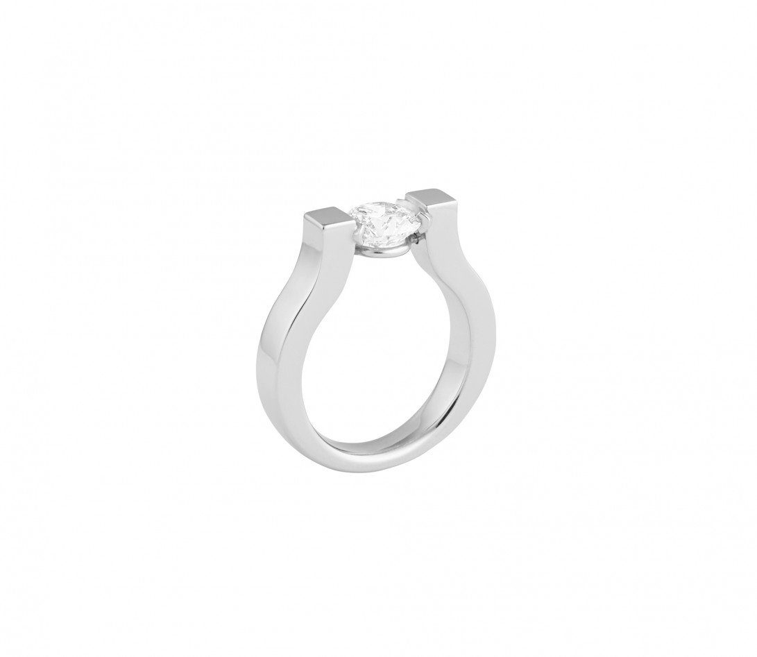 Bague Icone - Or blanc 18K (9,50 g), diamant 1,2 cts - Profil