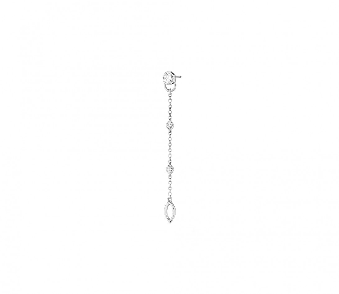 Mono Boucle d’Oreille Pendante CO - Or blanc 18K, diamants synthétiques