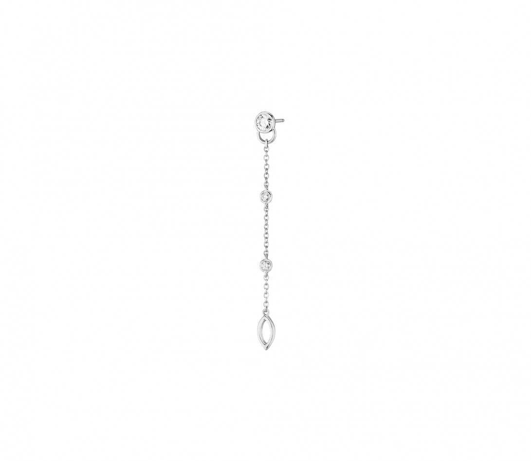 Mono Boucle d’Oreille Pendante CO - Or blanc 18K, diamants synthétiques
