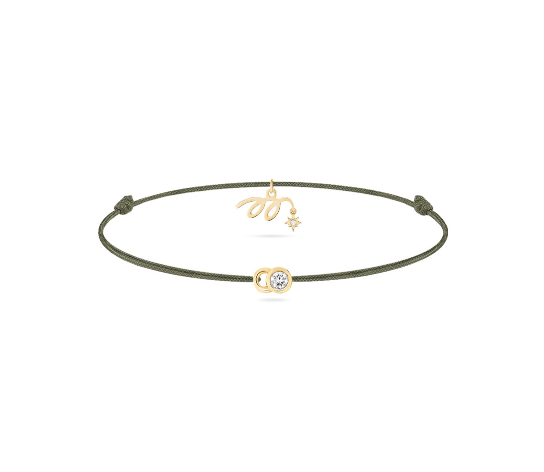 Bracelet cordon LET’S COMMIT MARZIA X COURBET « M » vert jungle en or jaune - packshot - Courbet