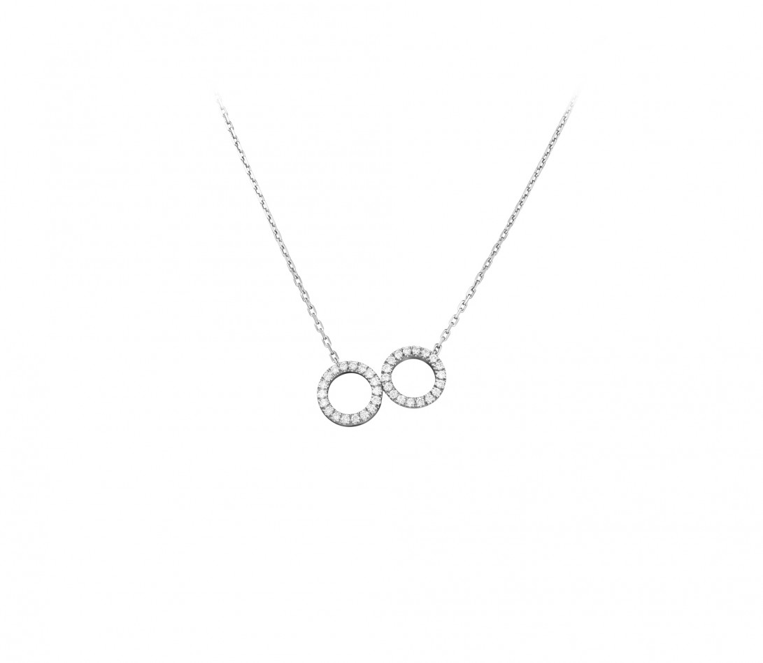 Collier - Or blanc 18K (4,90 g), diamants 0,36 cts - Face