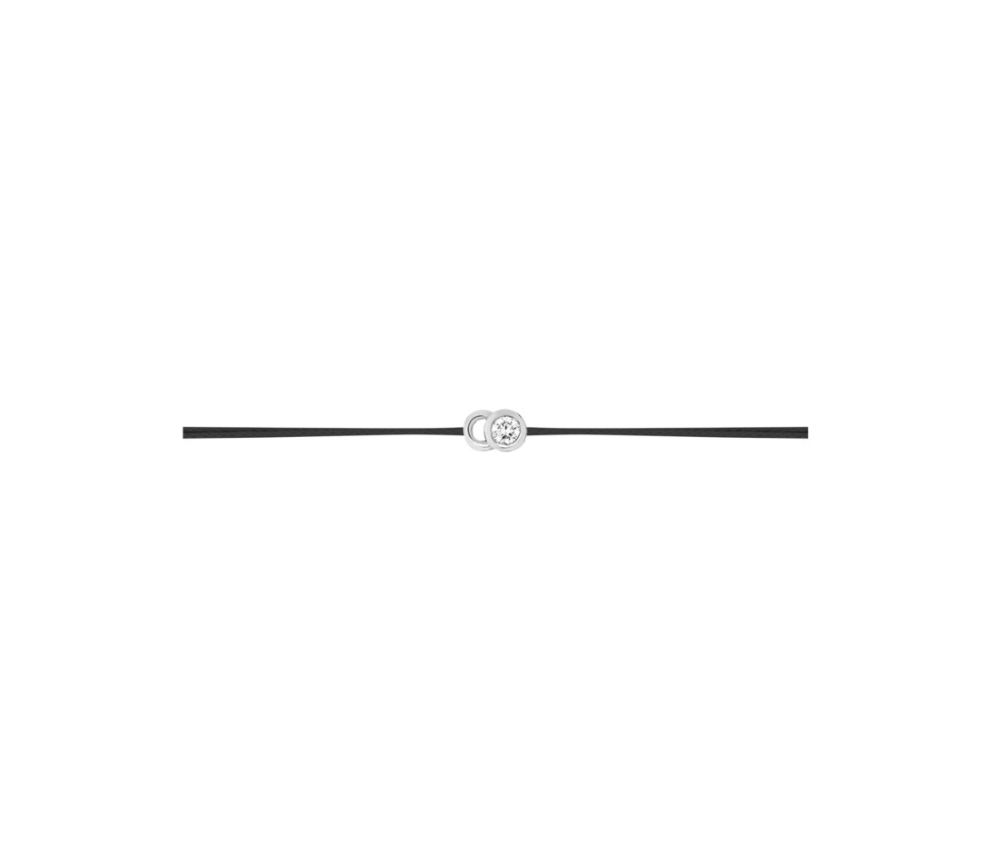 Bracelet cordon LET'S COMMIT noir carbone en or blanc - Profil
