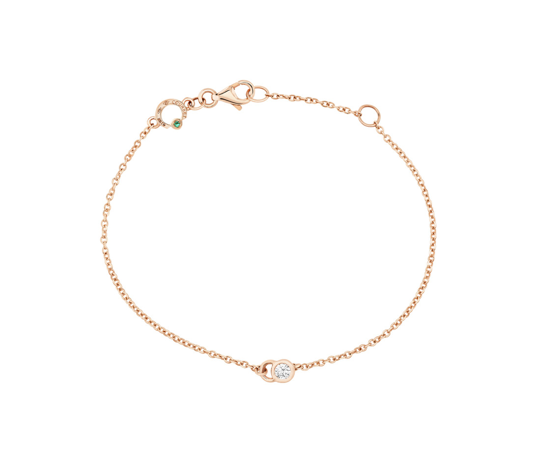 Bracelet CO - Or rose 18K (1,50 g), diamants 0,1 cts - Rond