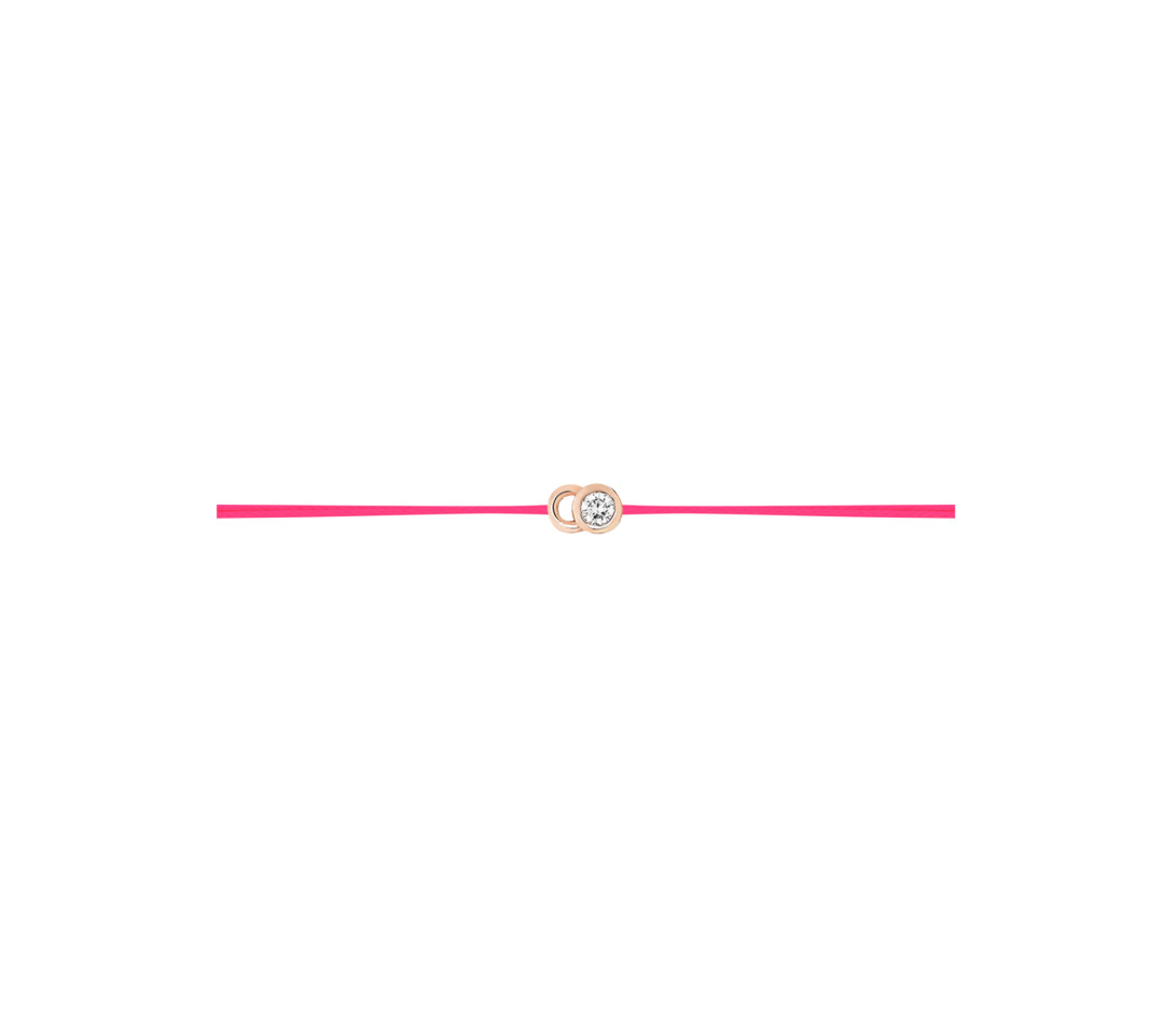 Bracelet cordon LET'S COMMIT rose fluo en or rose - Profil