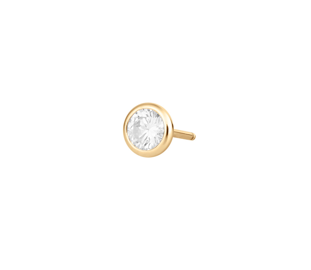 Mono boucle d'oreille puce ORIGINE en or jaune 18K recyclé et diamant de synthèse 0,3ct - Courbet - Vue 1