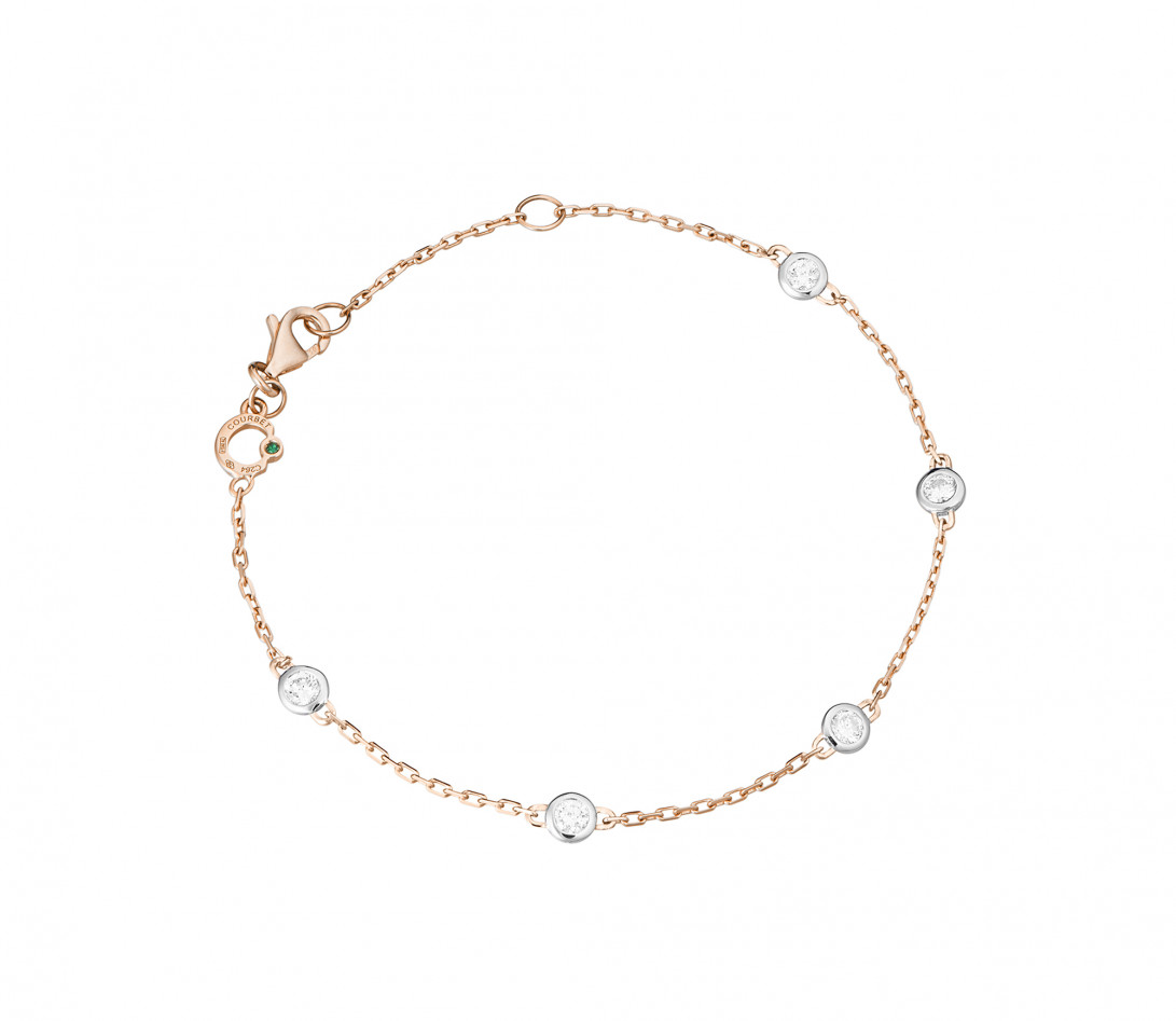 Bracelet Origine - Or rose - 5 diamants - 0,5 ct - Rond