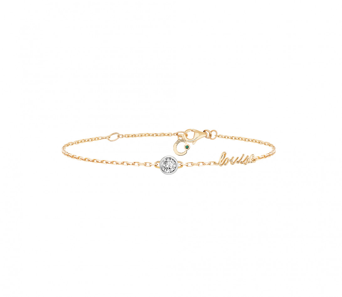 Bracelet chaîne ORIGINE 1 motif serti personnalisé en or jaune 18K - Courbet - Vue 1