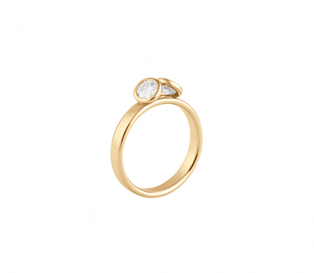 Bague 2 Courbet - Or jaune 18K (3.50), 2 diamants 1ct - Côté