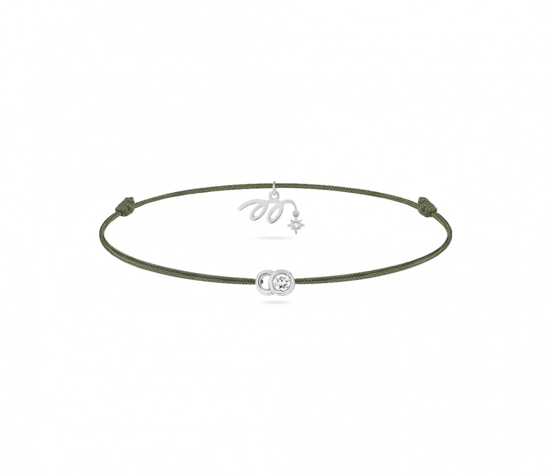 Bracelet cordon LET’S COMMIT MARZIA X COURBET « M » vert jungle en or blanc - packshot -Courbet