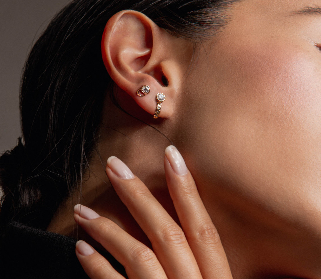 Accessoire mono boucle d'oreille ORIGINE en or rose - Vue 4