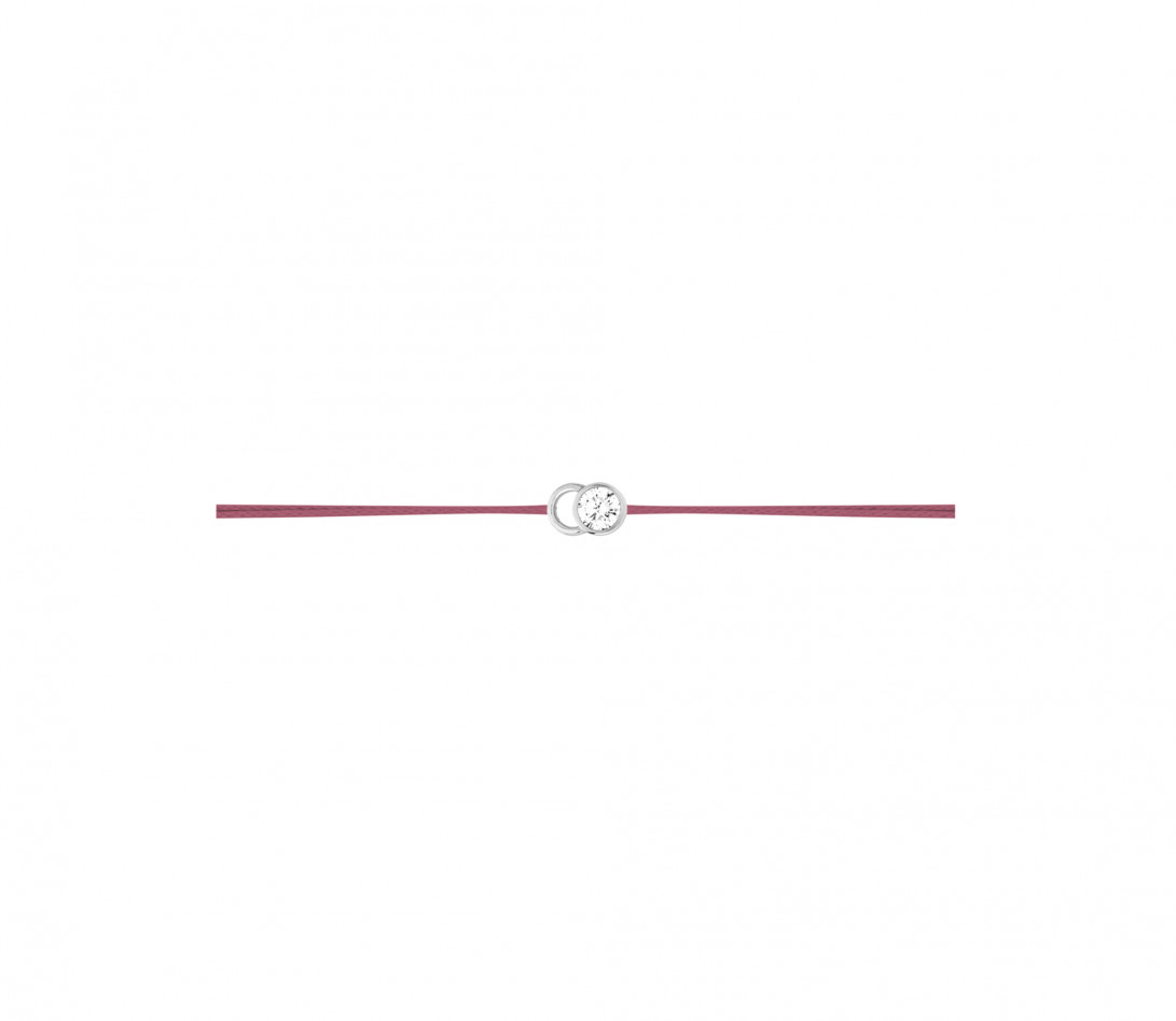 Bracelet cordon LET'S COMMIT bois de rose en or blanc - Profil