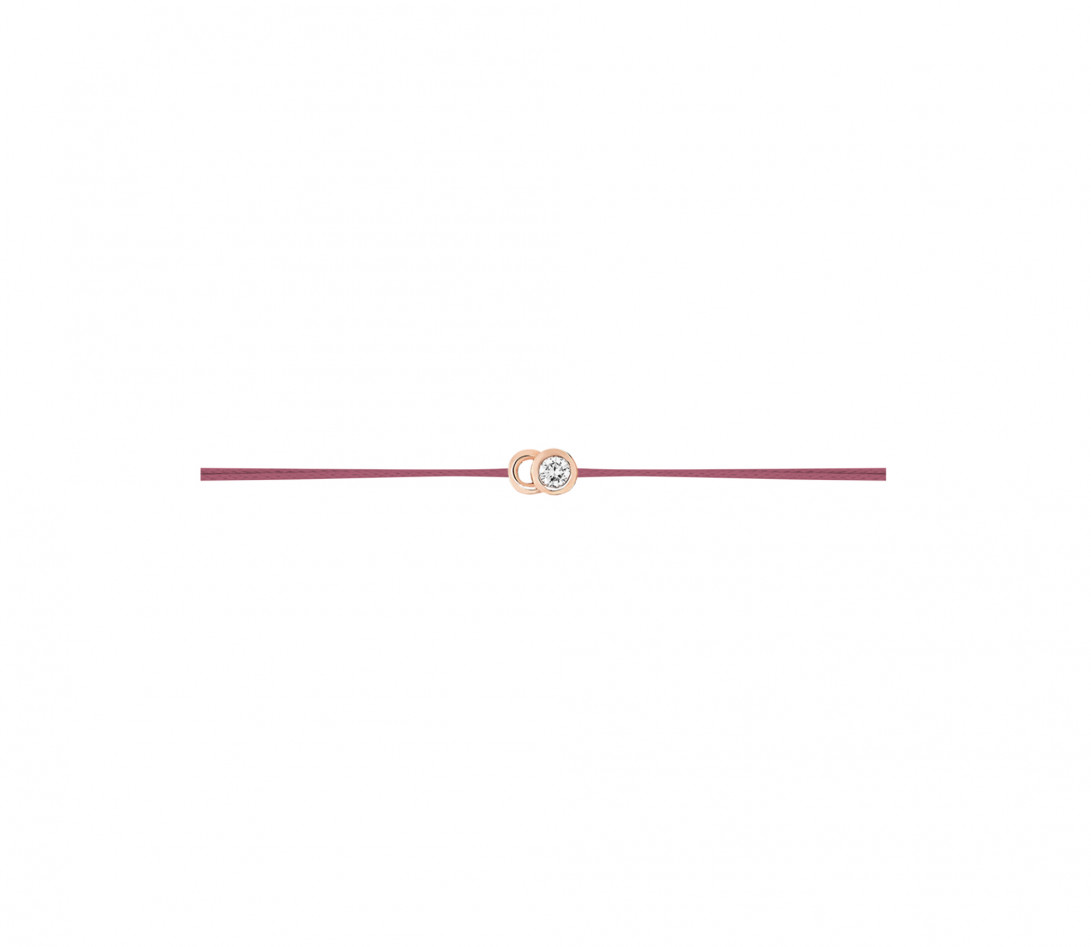 Bracelet cordon LET'S COMMIT bois de rose en or rose - Profil
