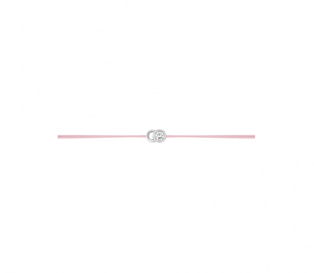 Bracelet cordon LET'S COMMIT rose ballerine en or blanc - Profil