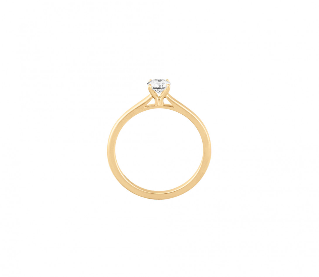 Solitaire quatre griffes - Or jaune 18K (2,70 g), diamant 0,1 carat - Profil