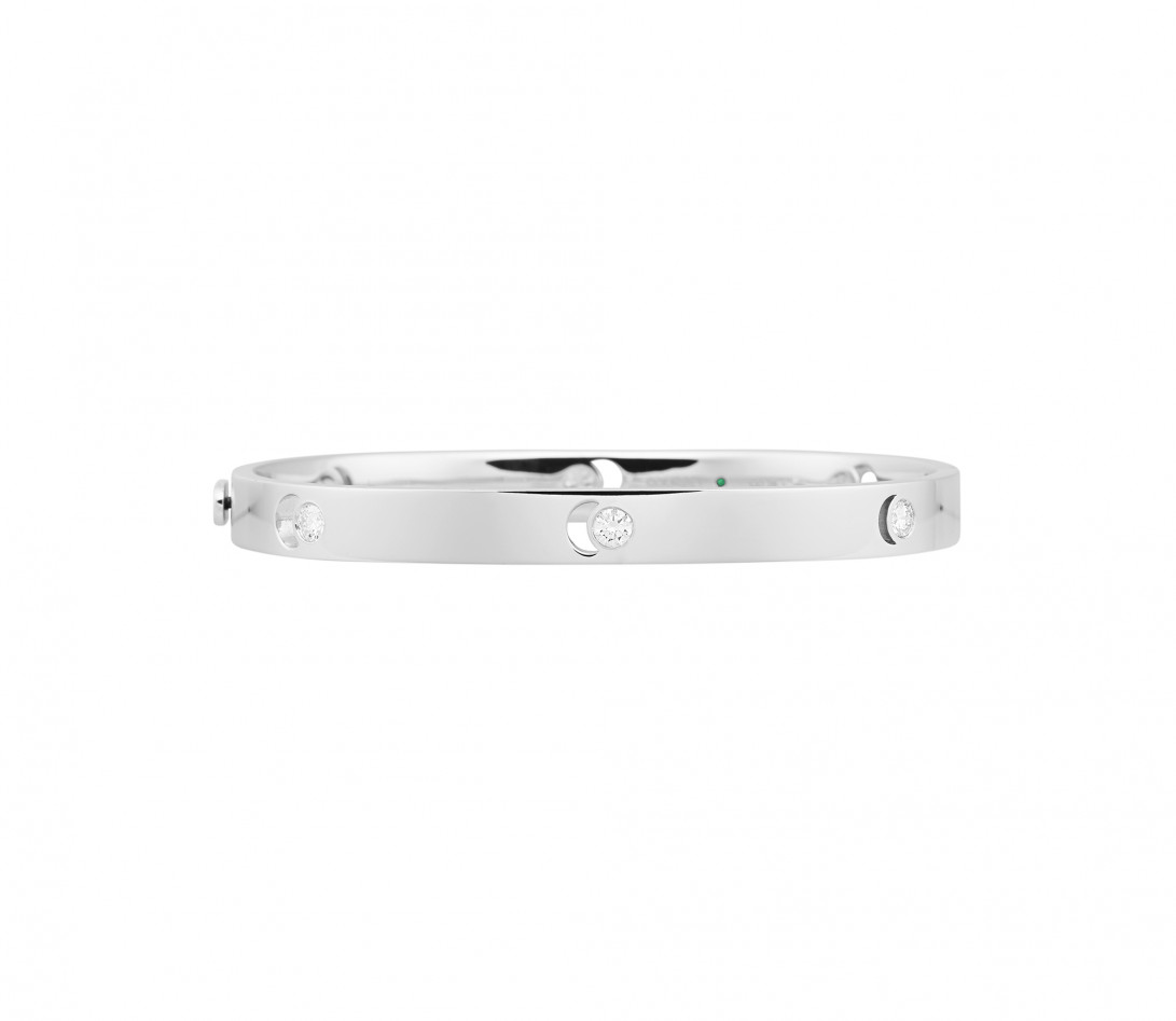 Jonc Eclipse grand modèle - Or blanc 18K (32,00 g), diamants 0,6 cts - Face