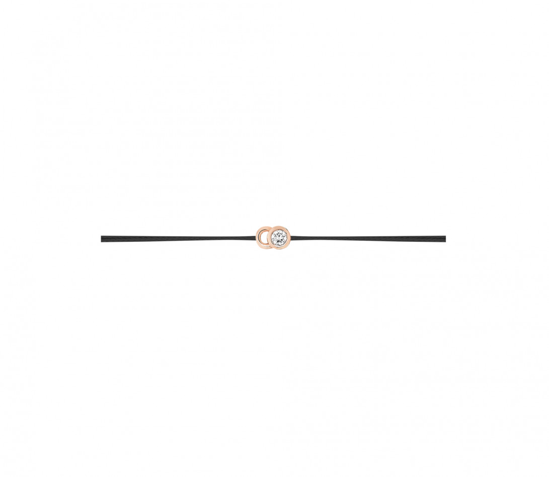 Bracelet cordon LET'S COMMIT noir carbone en or rose - Profil
