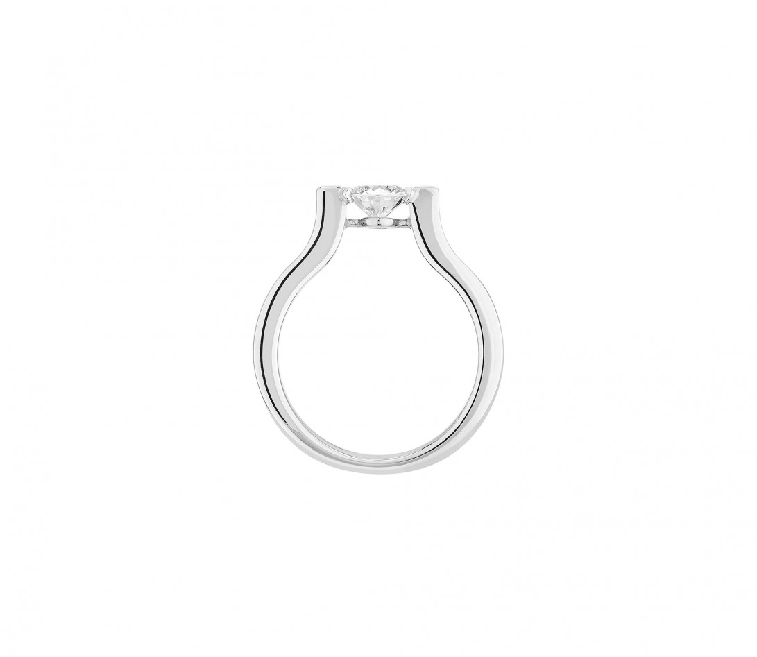 Bague Icone - Or blanc 18K (8,00 g), diamant 0,7 ct - Face