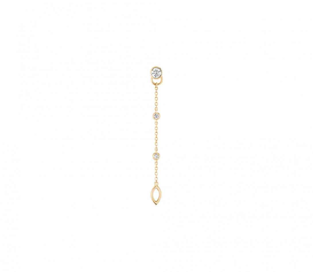 Mono Boucle d’Oreille Pendante CO - Or jaune 18K, diamants synthétiques