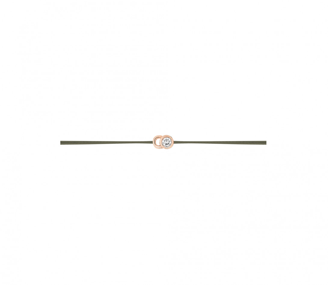 Bracelet cordon LET'S COMMIT vert jungle en or rose - Profil