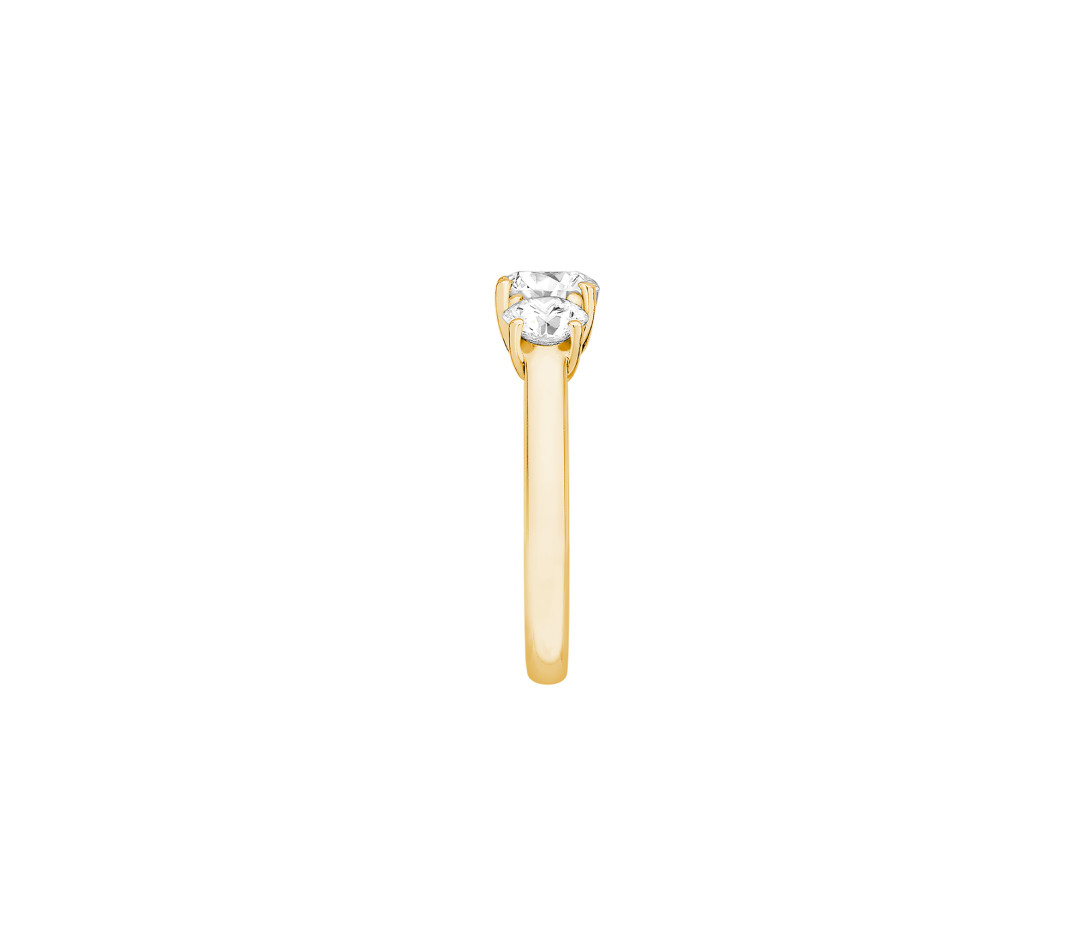 Bague solitaire Trio - Or jaune 18K (4,30 g), 3 diamants 1,45 cts - Côté