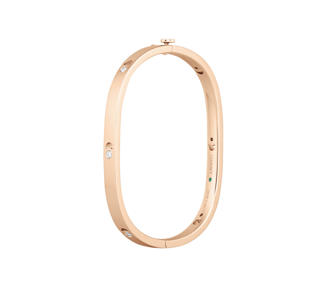 Jonc Eclipse petit modèle - Or rose 18K (25,00 g), diamants 0,18 cts - Côté