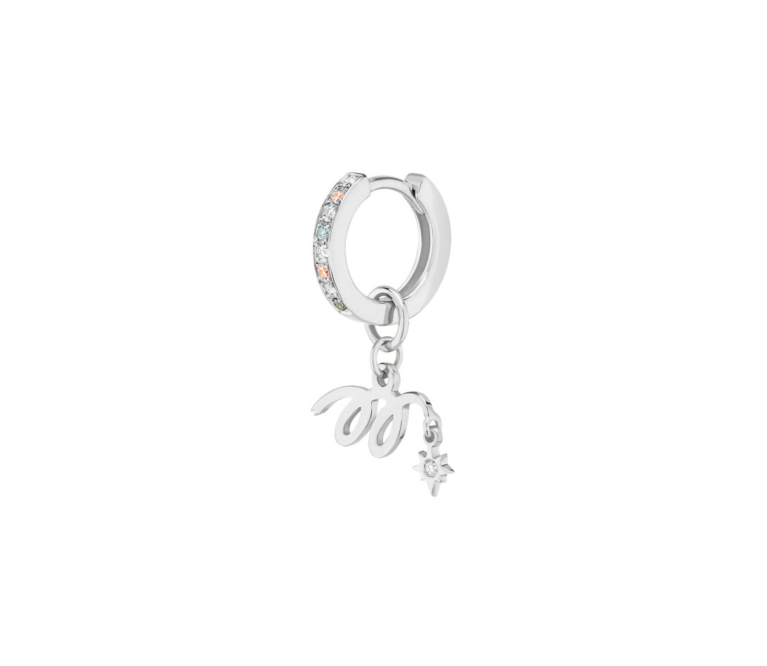 Mono boucle d’oreille créole MARZIA X COURBET « M » en or blanc - packshot 2 - Courbet