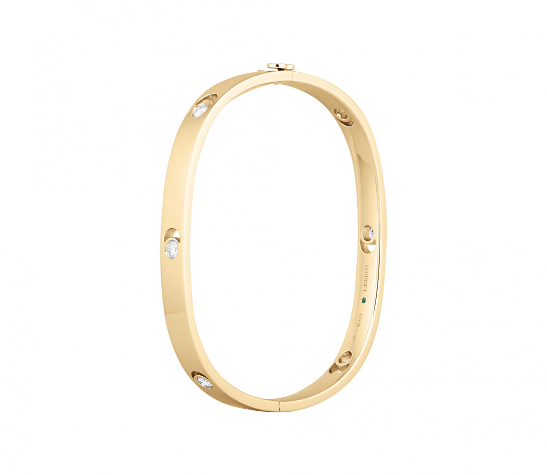 Jonc Eclipse grand modèle - Or jaune 18K (32,00 g), diamants 0,6 cts - Côté