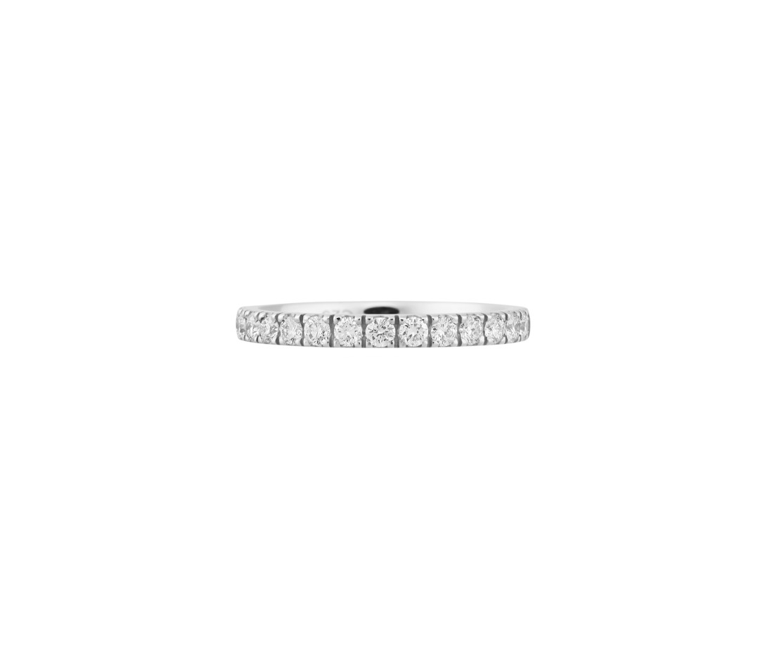 Alliance demi-pavée (2,3 mm) - Or blanc 18K (2,90 g), diamants 0,40 ct - Face