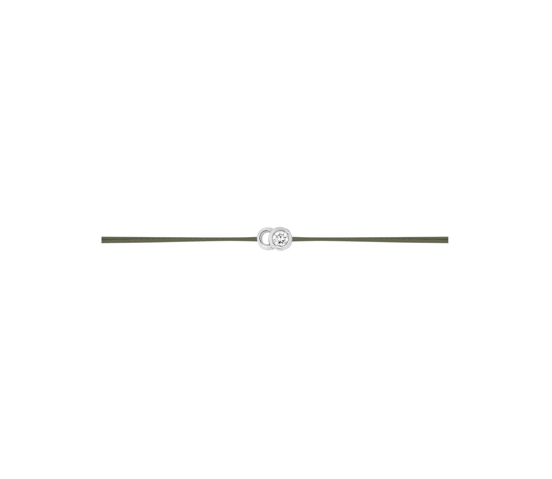 Bracelet cordon LET'S COMMIT vert jungle en or blanc - Profil