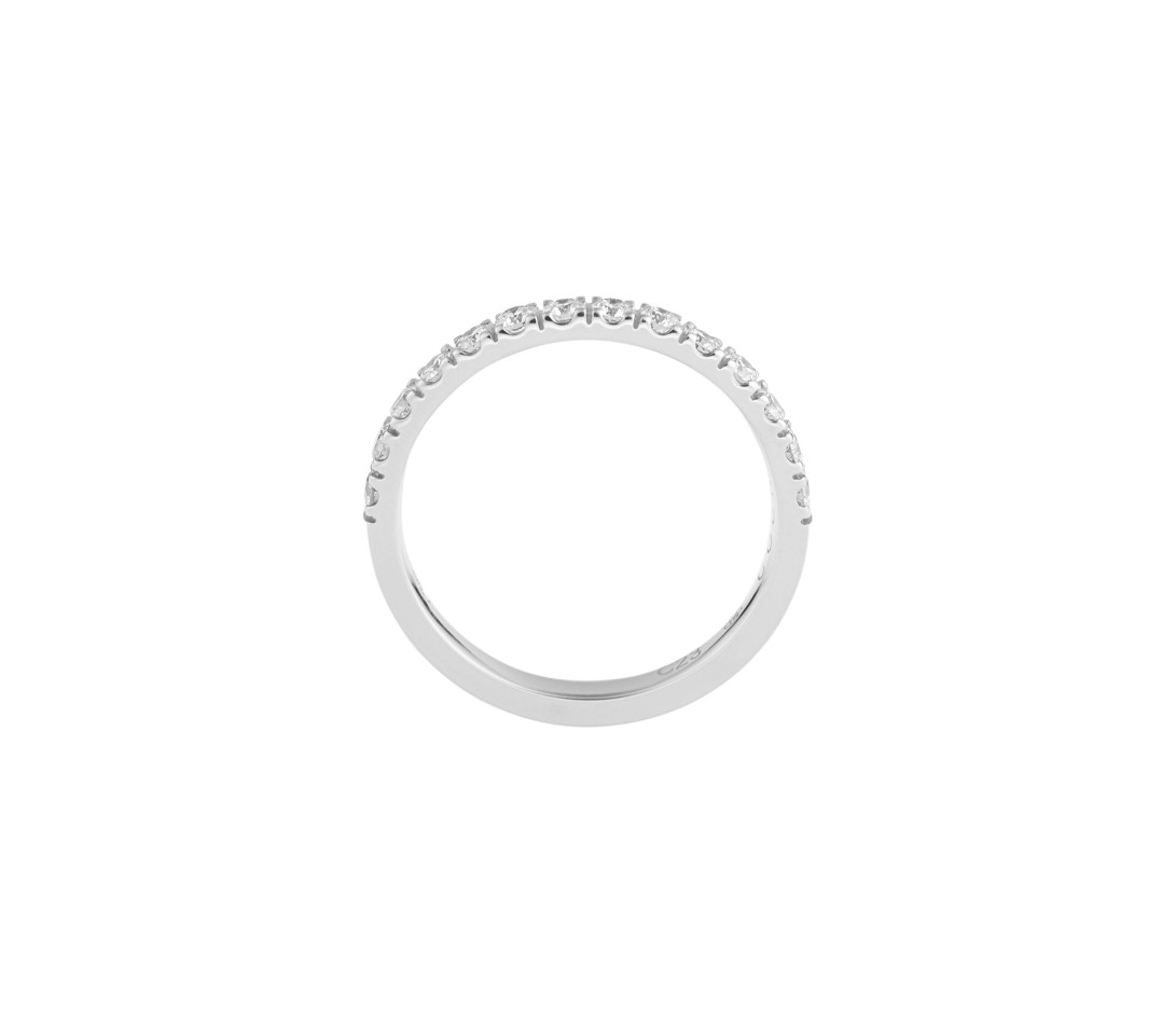 Alliance demi-pavée (2,3 mm) - Or blanc 18K (2,90 g), diamants 0,40 ct - Côté