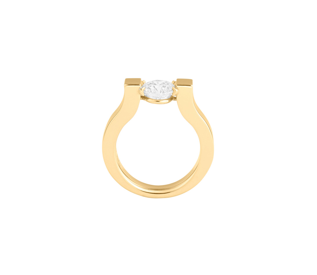 Bague Icone - Or jaune 18K (9,50 g), diamant 1,2 cts - Face