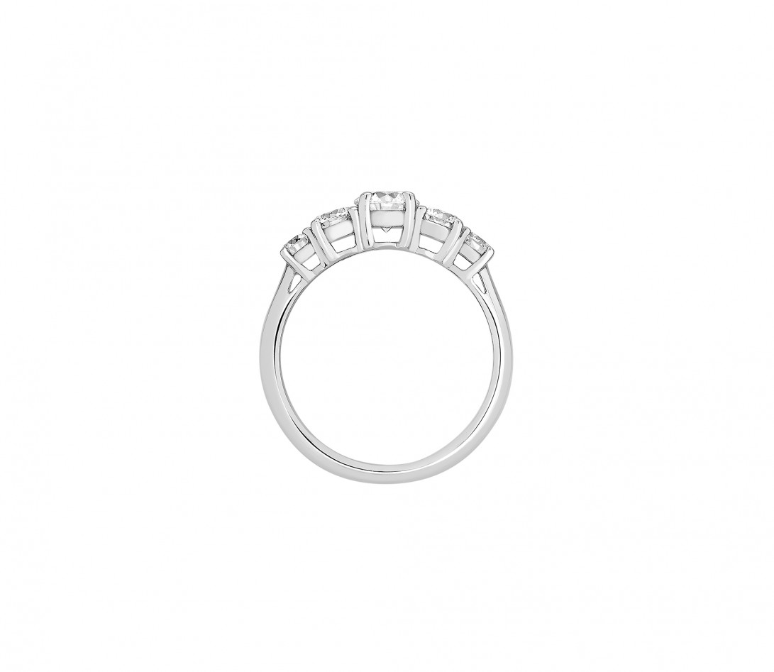 Bague solitaire Quintet - Or blanc 18K (4,50 g), 5 diamants 1,20 cts - Profil