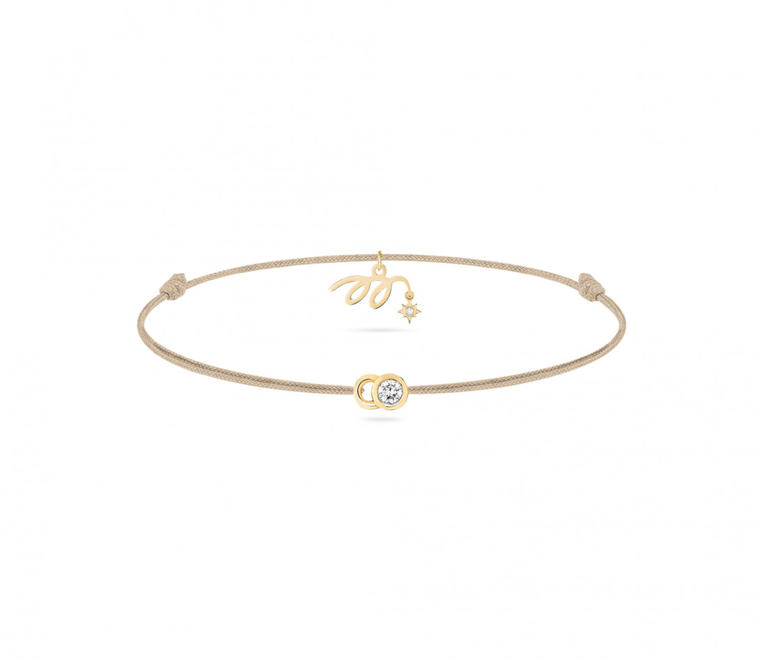 Bracelet cordon LET’S COMMIT MARZIA X COURBET « M » beige sable en or jaune - packshot - Courbet