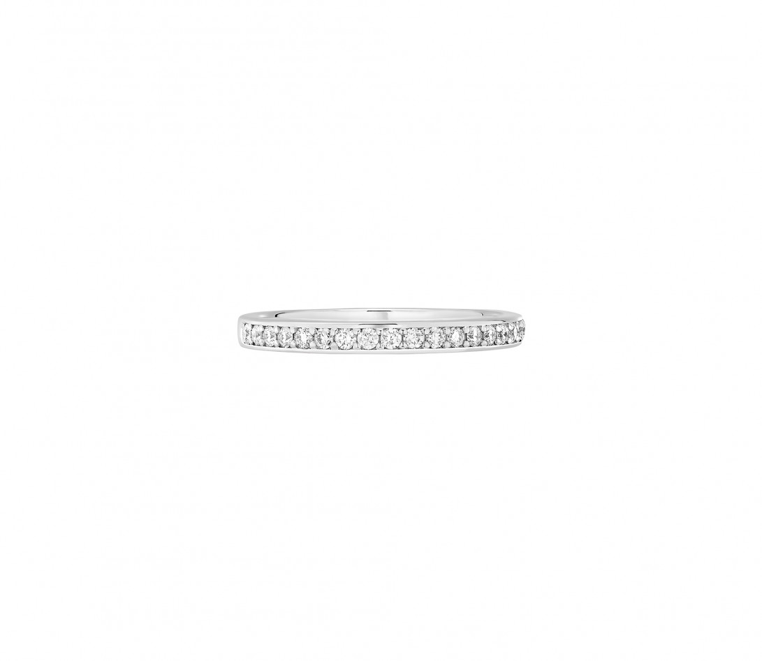 Alliance 2,3 mm pavée serti filet grain en or blanc- vue 1
