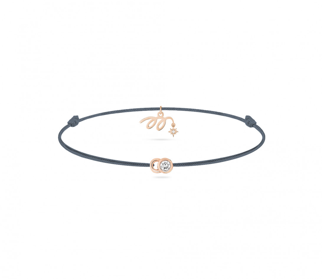 Bracelet cordon LET’S COMMIT MARZIA X COURBET « M » bleu orage en or rose - packshot -Courbet