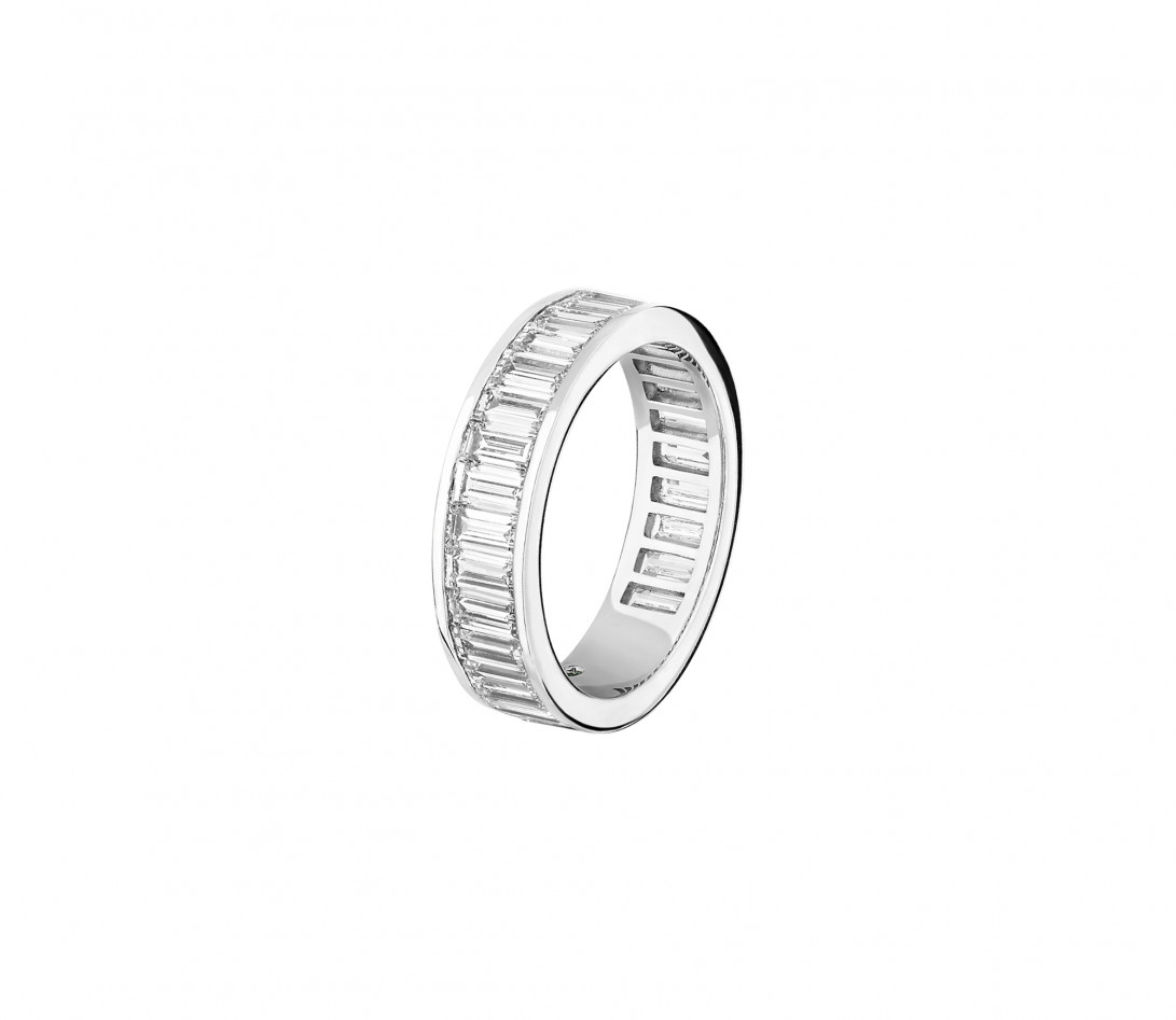 Alliance sertie taille Baguette en or blanc - vue 2