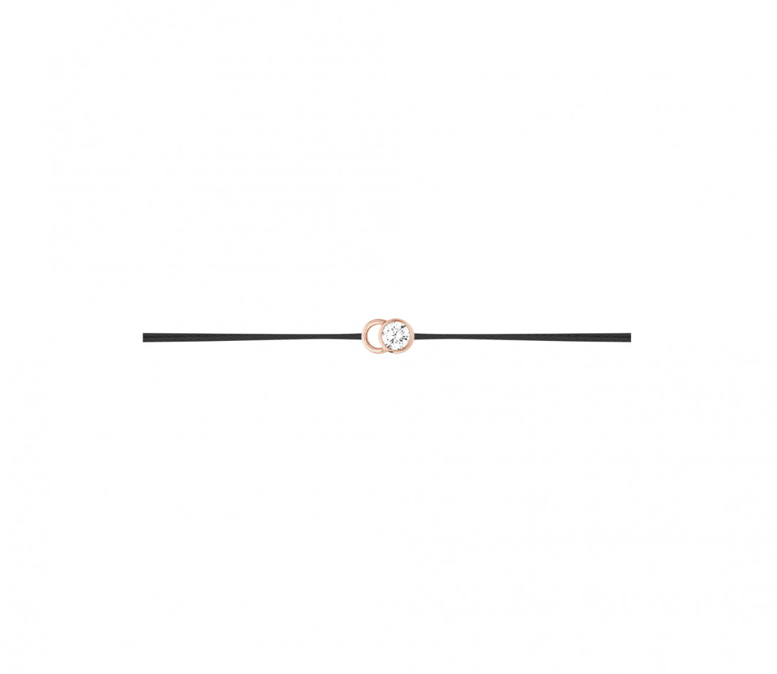 Bracelet cordon LET'S COMMIT noir carbone en or rose - Profil