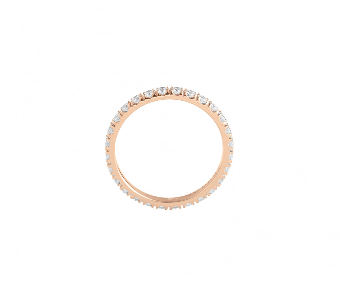 Alliance full-pavée (1,8mm) - Or rose 18K (1,50 g), diamants 0,60 ct - Côté